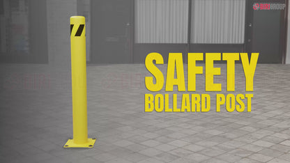 36" Safety Bollard Post - Yellow | Barrier with 120mm Bolts & Gloves
