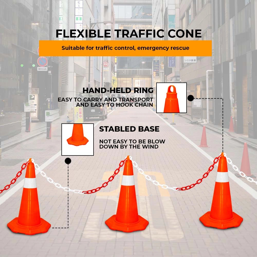 Flexible traffic cones with features 