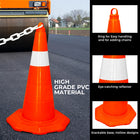 Orange traffic cone with white reflective stripes