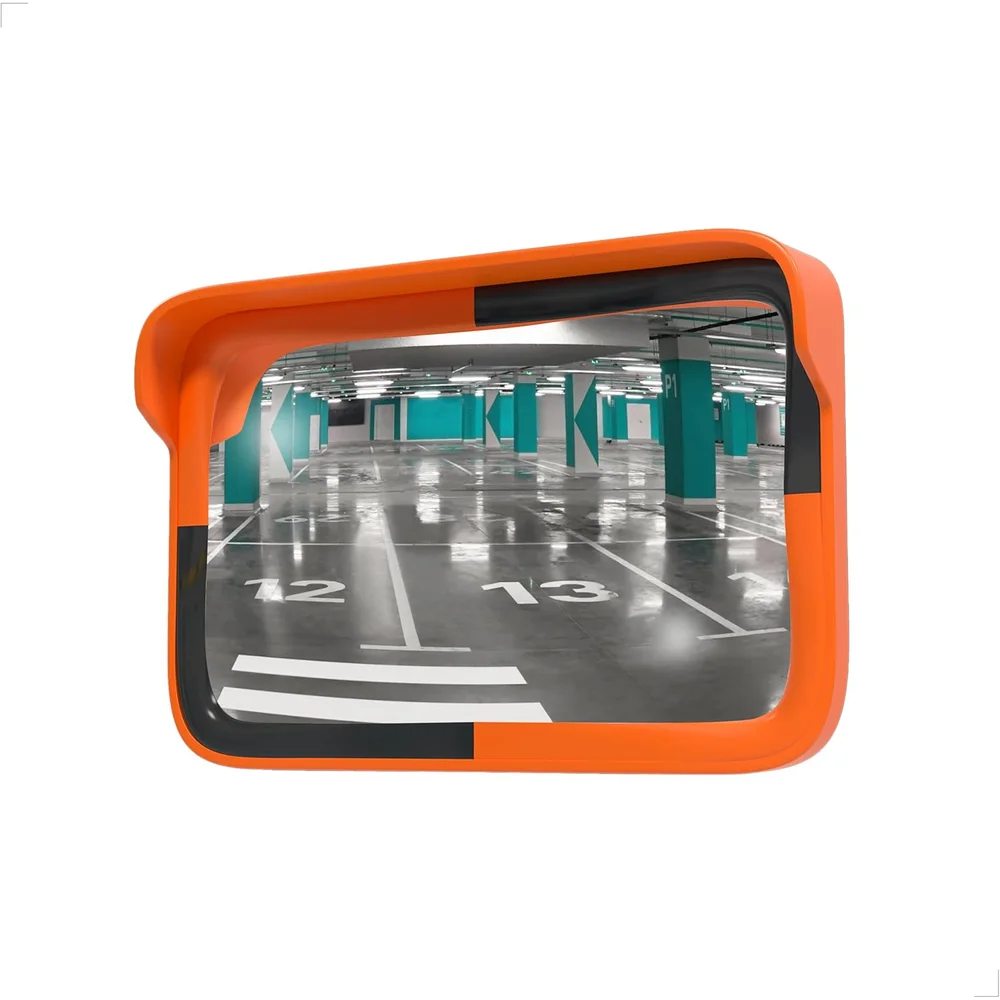 rectangular convex safety mirror for wide angle visibility and monitoring