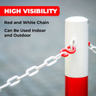 Red and white chain attached to a pole with 'High Visibility' text on a gray background