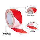 Red and White Adhesive Hazard Tape 
