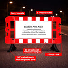 portable red safety barrier for temporary hazard zones