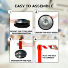Retractable Safety Queue Barrier Red
