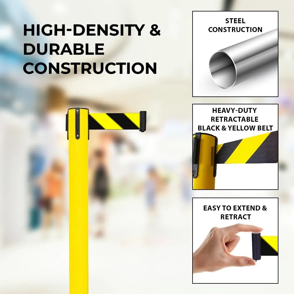 Crowd Control Retractable Posts Yellow