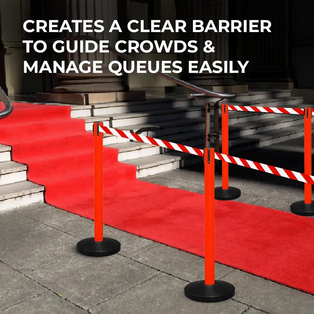 Rust Proof Retractable Queue Barrier Red