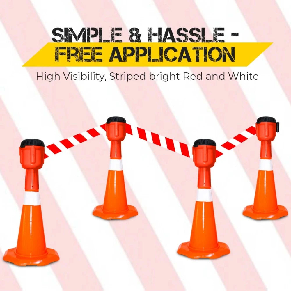 Orange traffic cones with TOPER red and white stripes 
