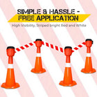 Orange traffic cones with TOPER red and white stripes 