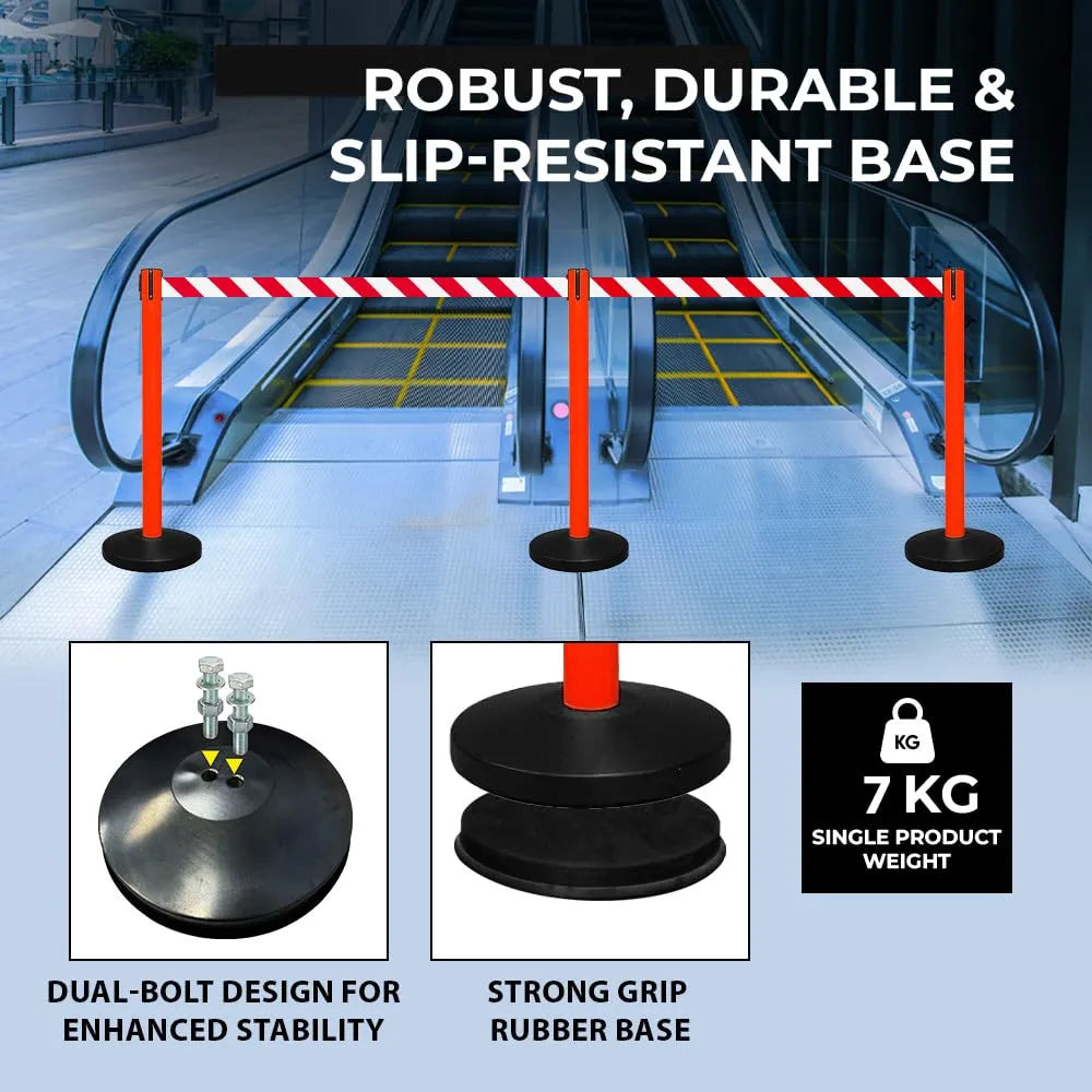 Weather Resistant Retractable Crowd Control Post Red