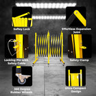 Yellow metal frame with safety features labeled