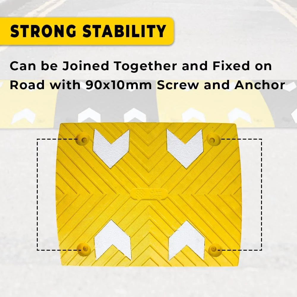 6CM Rubber Speed Ramp - Yellow | Reflective Speed Ramp for Road Safety