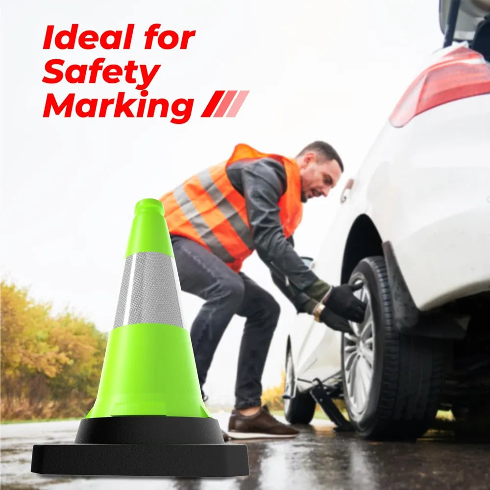 Roadway reflective cones green