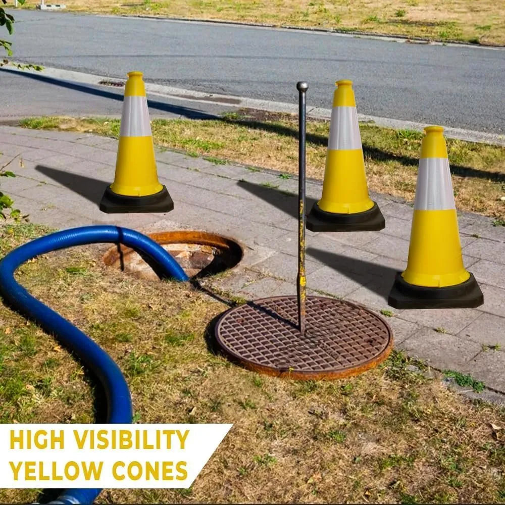 Yellow construction cones