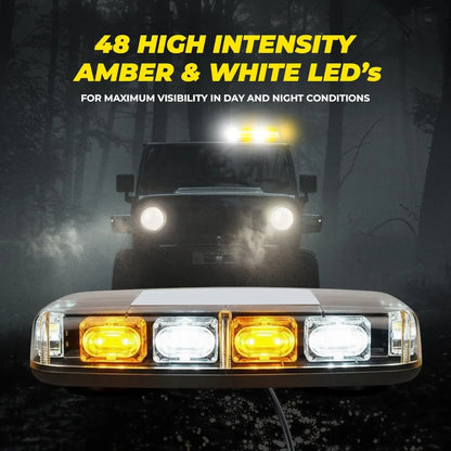 High intensity amber and white LED light bar