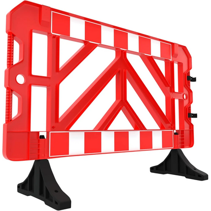red plastic safety barrier for crowd control and restricted areas