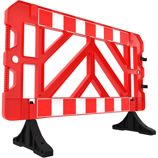 red plastic safety barrier for crowd control and restricted areas
