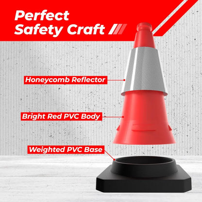 Red traffic cone features