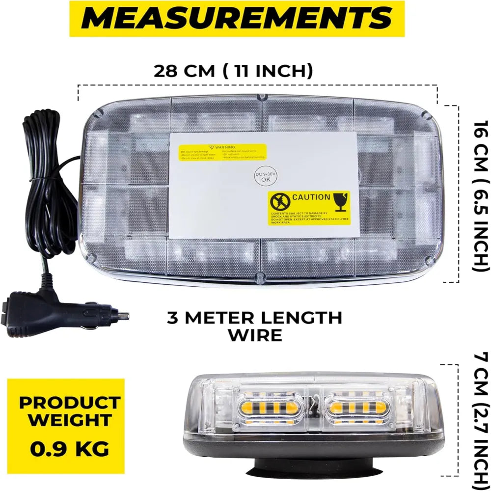 Measurement details of a lightbar with dimensions and weight