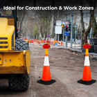 Orange traffic safety cones on a construction site