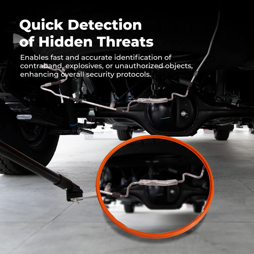 security under vehicle mirror with torch for detailed inspection