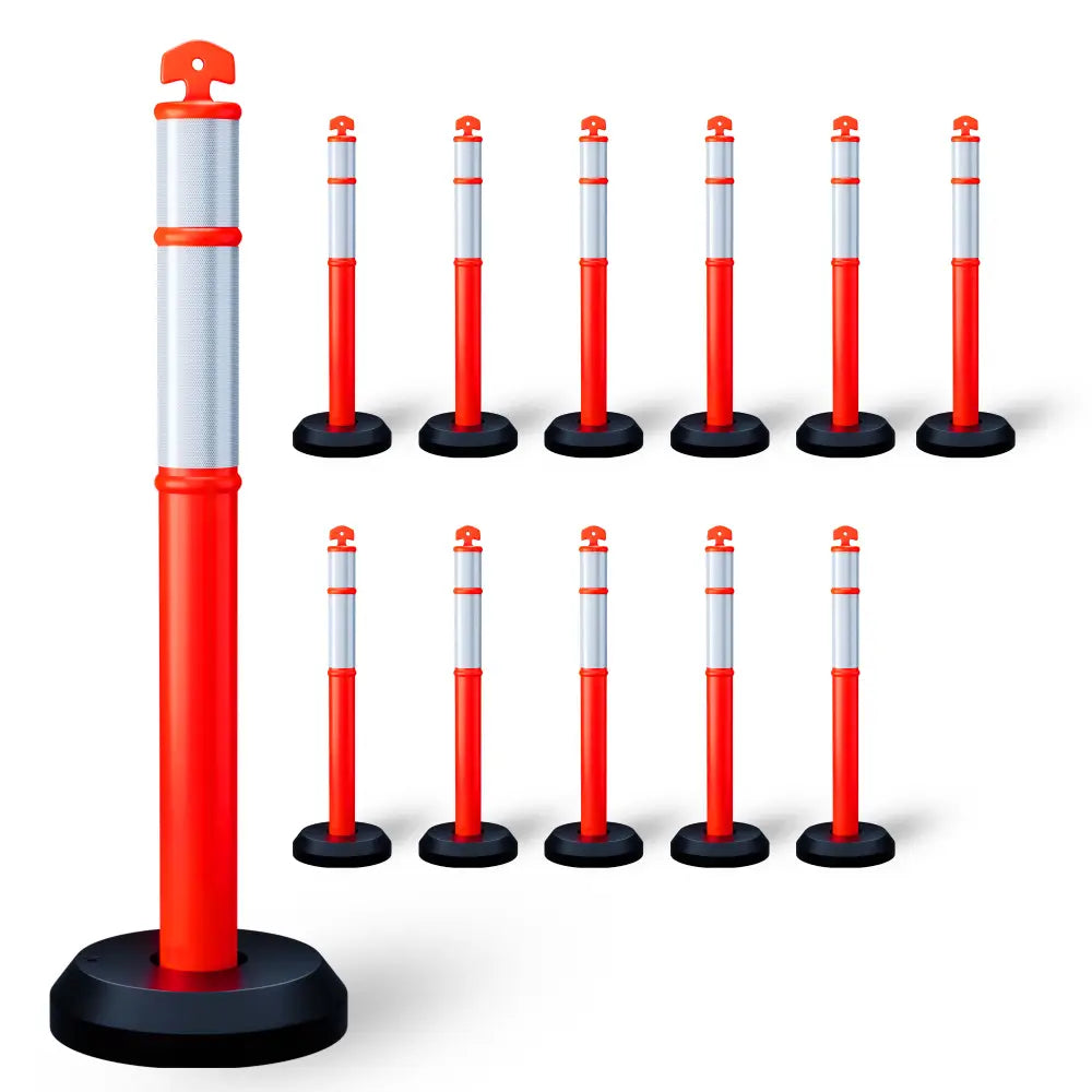 Set of 12 delineator posts orange
