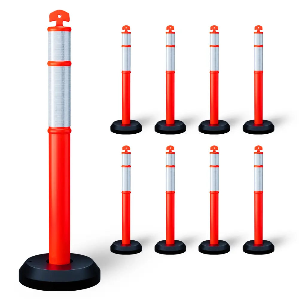 Set of 9 delineator posts orange