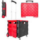 foldable shopping trolley cart in red and black with utility design