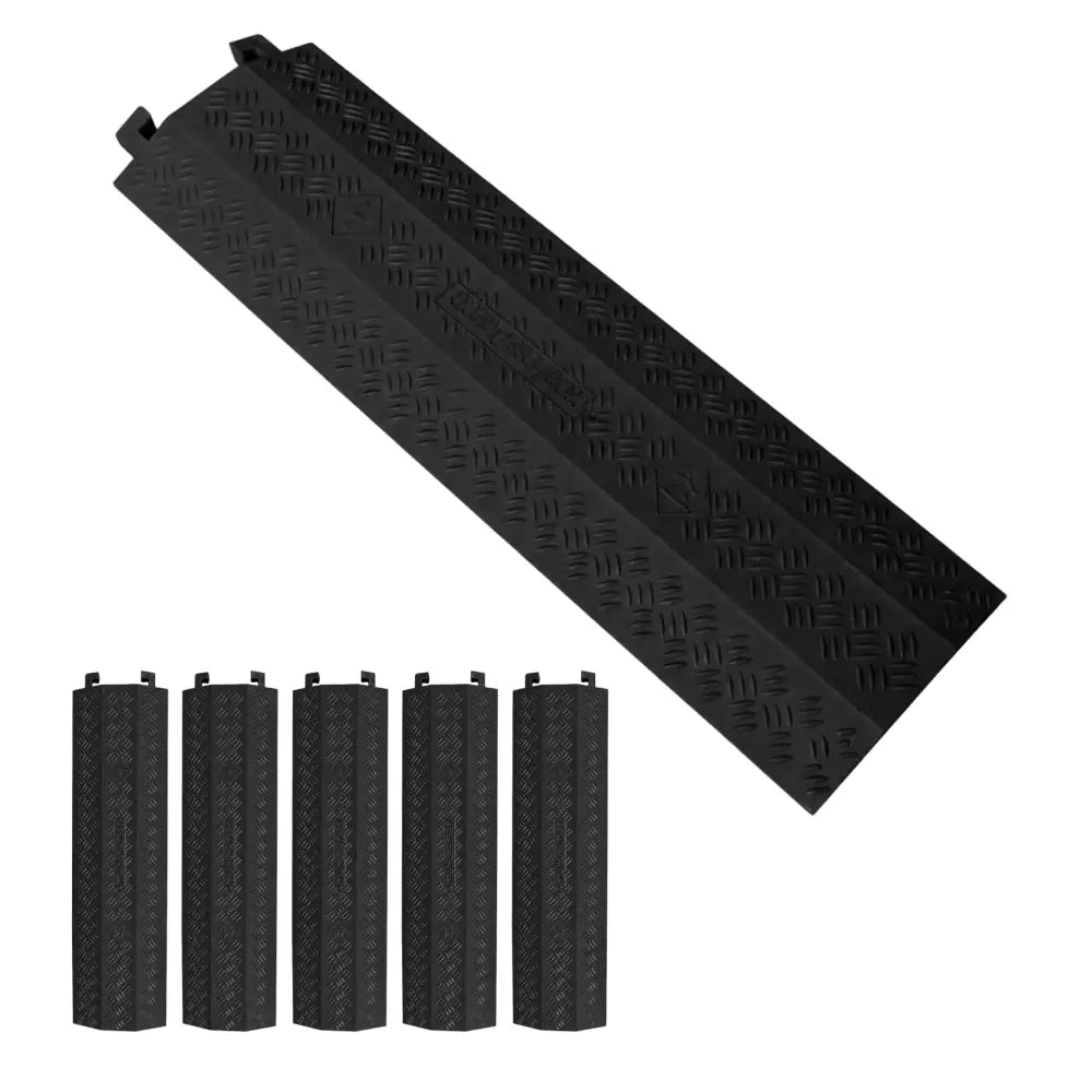 Black Cable Protector 40 x 11 Inch 2-Channel Cable Ramp