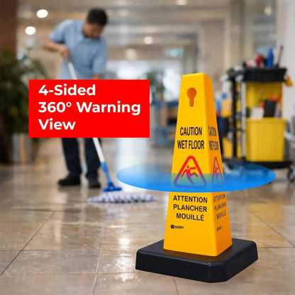 4 Side Caution Wet Floor Sign Cone