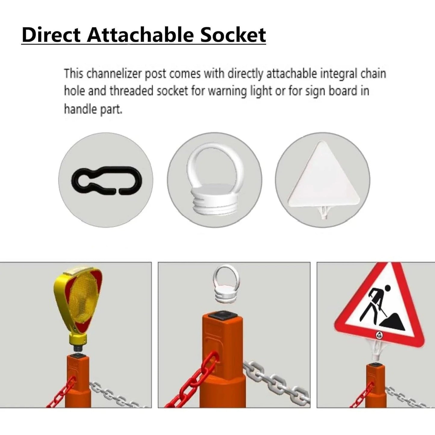 stackable warning post duable attachable socket