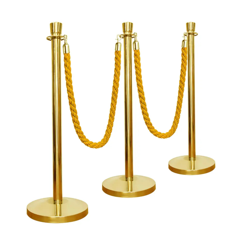 Gold Crowd Control Stanchions 100CM with 1.5M Golden Twisted Rope