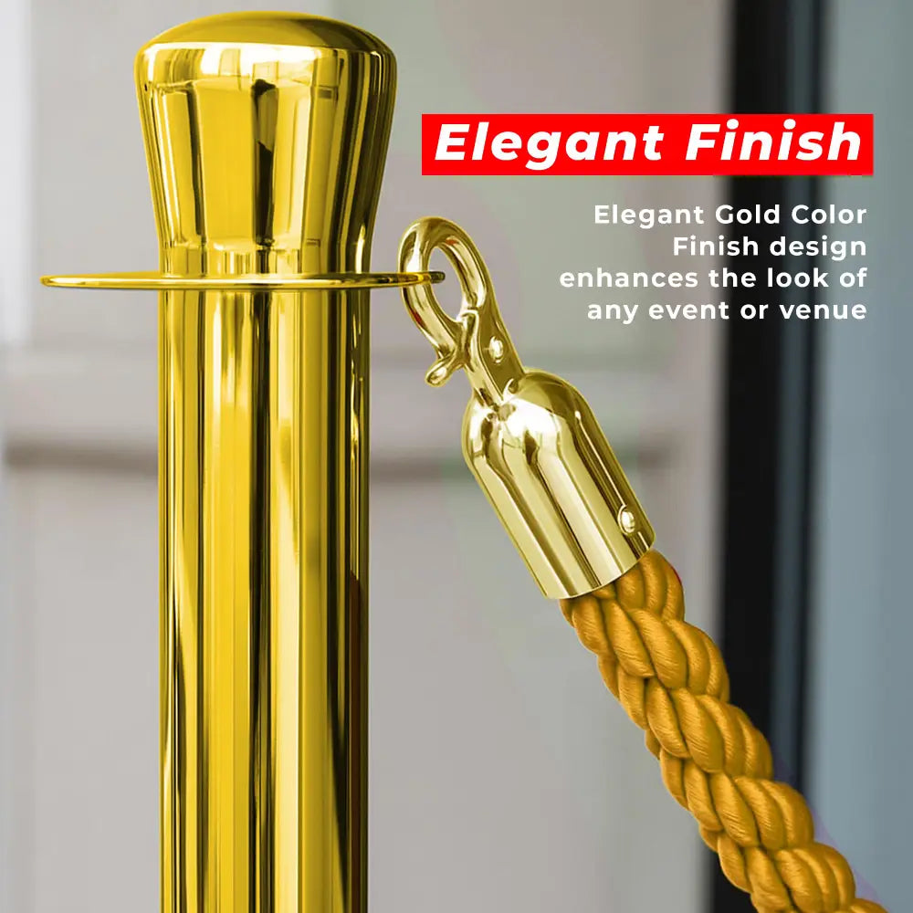 Coud Control Rope Gold Crowd Control Stanchions 100CM with 1.5M Golden Twisted Rope ...
