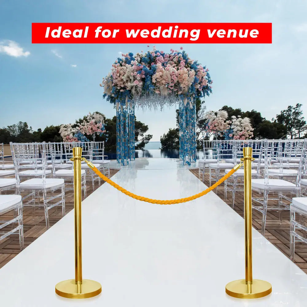 Coud Control Rope Gold Crowd Control Stanchions 100CM with 1.5M Golden Twisted Rope ...