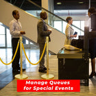 Gold Crowd Control Stanchions 100CM with 1.5M Golden Twisted Rope