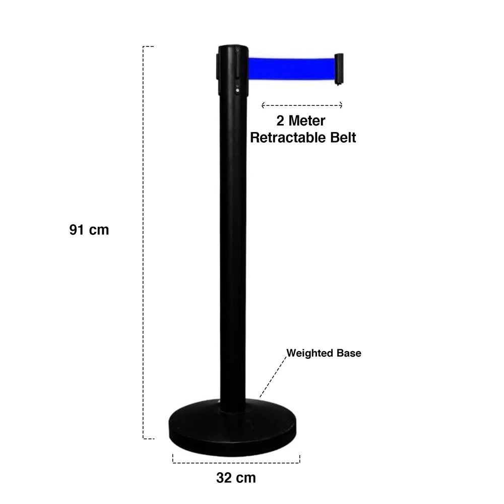 stanchion queue barrier blue