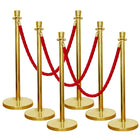 Set of 6 gold stanchions with red ropes