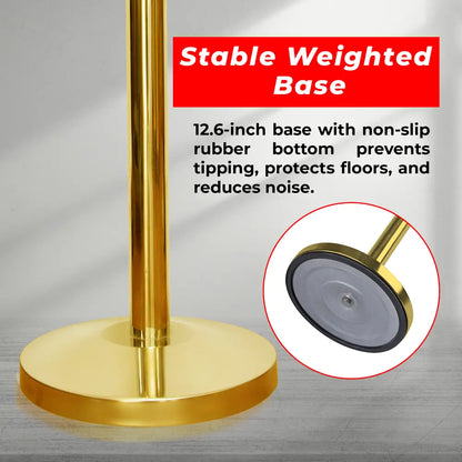 Gold stand with stable weighted base and non-slip rubber