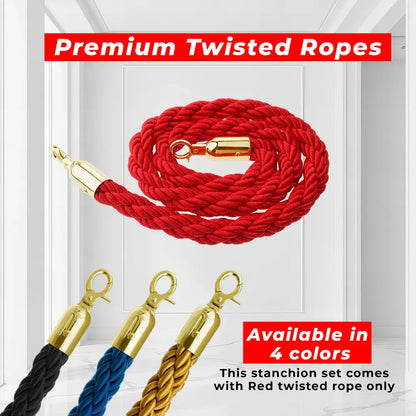 Red twisted rope with gold connectors