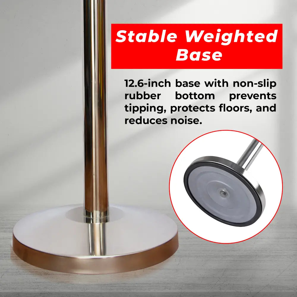 Stable weighted base with non-slip rubber bottom