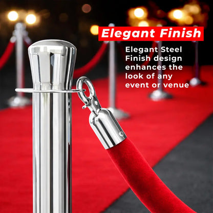 Silver stanchion with red velvet rope