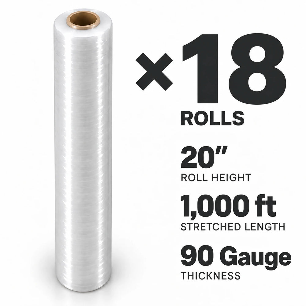 Pellicule étirable de calibre 90 | Largeur de 20 po, 2.5 kg, 1000 pi