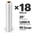 Pellicule étirable de calibre 90 | Largeur de 20 po, 2.5 kg, 1000 pi