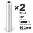 Pellicule étirable de calibre 90 | Largeur de 20 po, 2.5 kg, 1000 pi