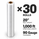 Pellicule étirable de calibre 90 | Largeur de 20 po, 2.5 kg, 1000 pi