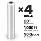 Pellicule étirable de calibre 90 | Largeur de 20 po, 2.5 kg, 1000 pi