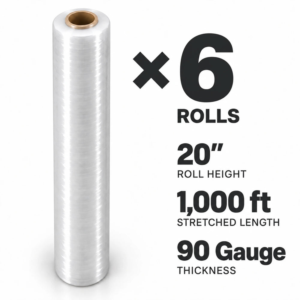 Pellicule étirable de calibre 90 | Largeur de 20 po, 2.5 kg, 1000 pi