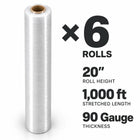 Pellicule étirable de calibre 90 | Largeur de 20 po, 2.5 kg, 1000 pi