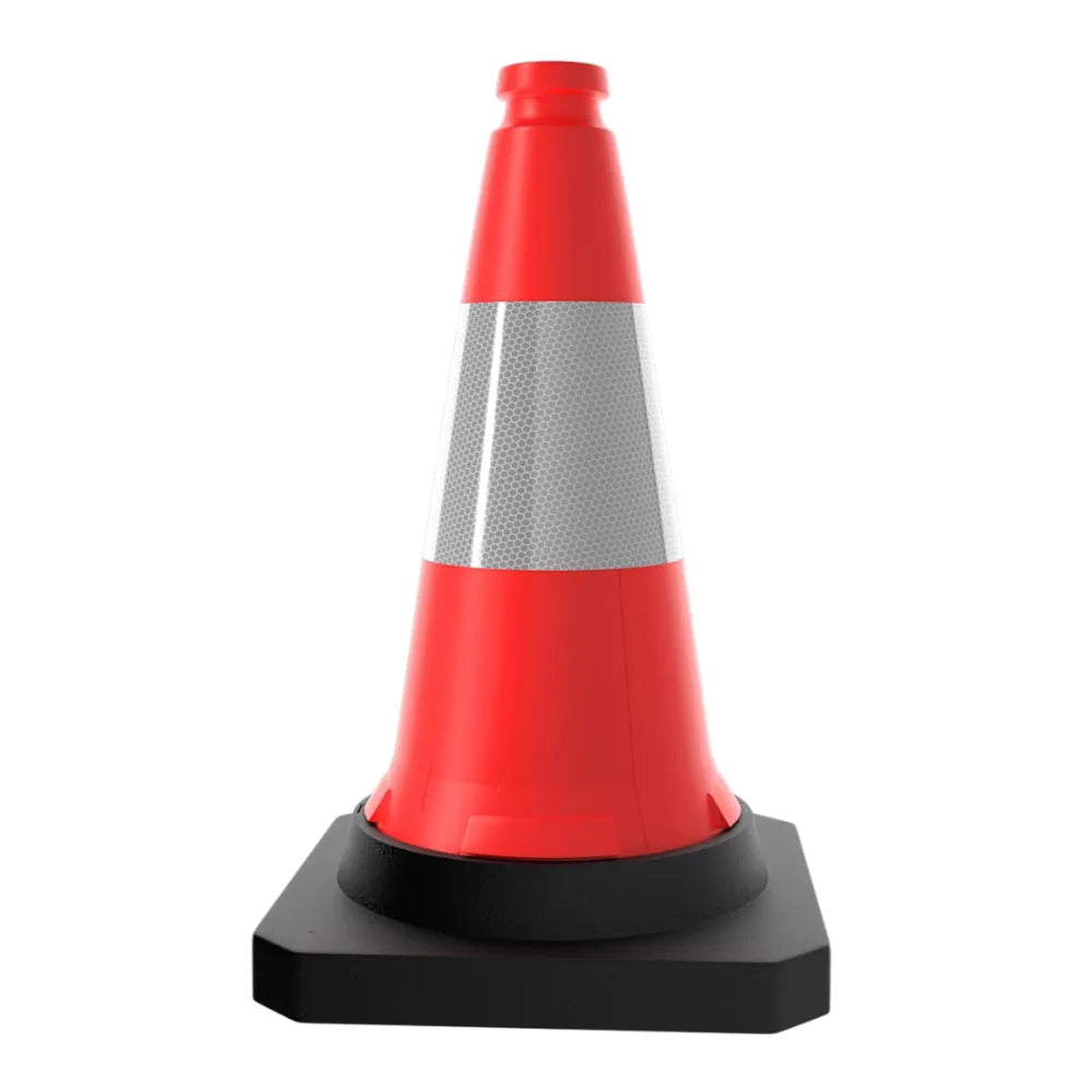 Red traffic cone with reflective