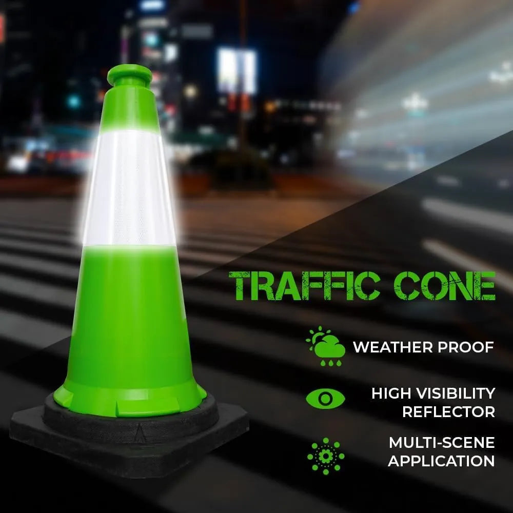 Traffic safety reflective cones green