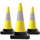 Yellow traffic safety reflective cones